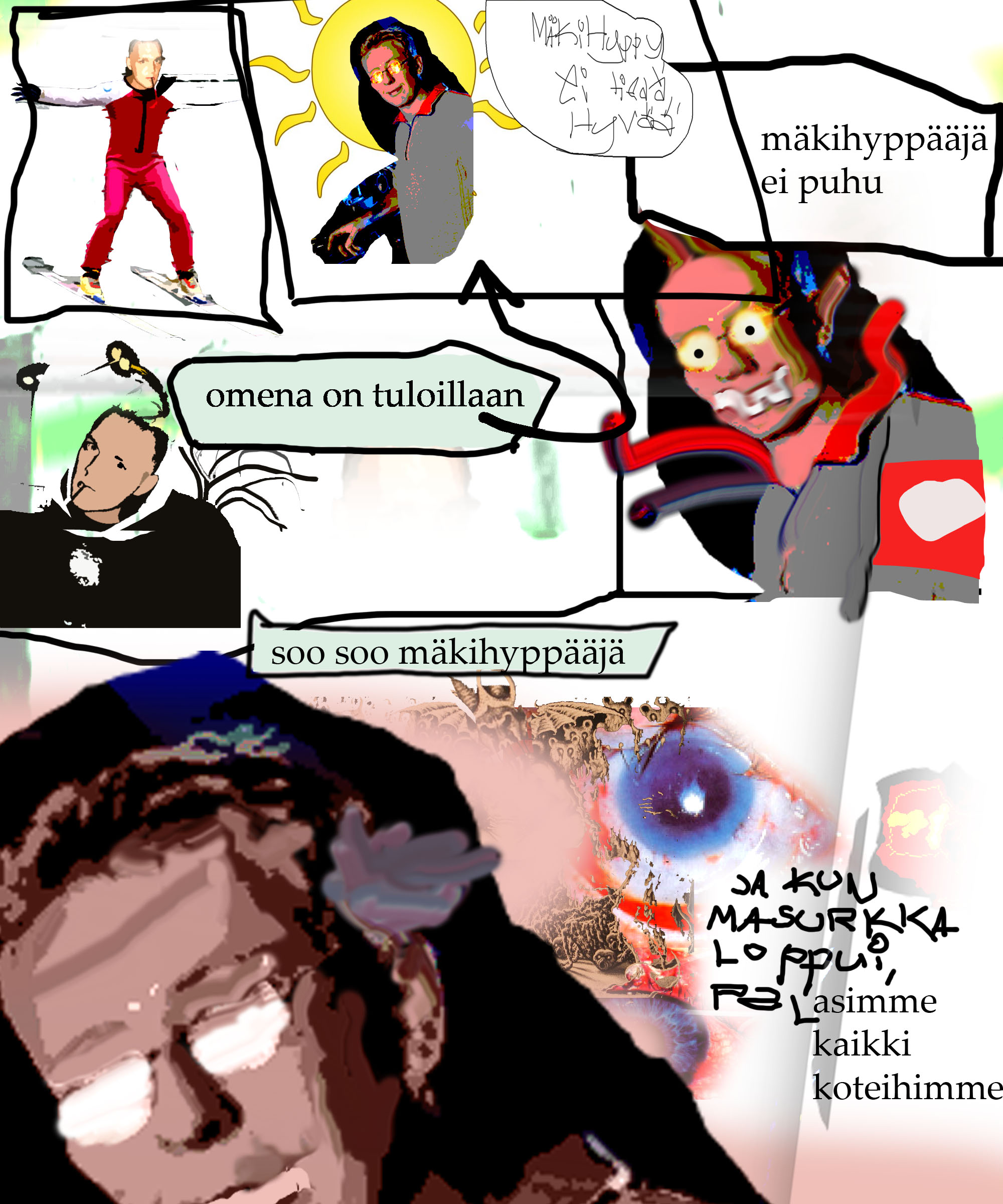 i wish i wasn't a skijumper. he mustn't talk. the apple cames. choo choo skijumper... and we all leaved to our homes when the mazurka run out